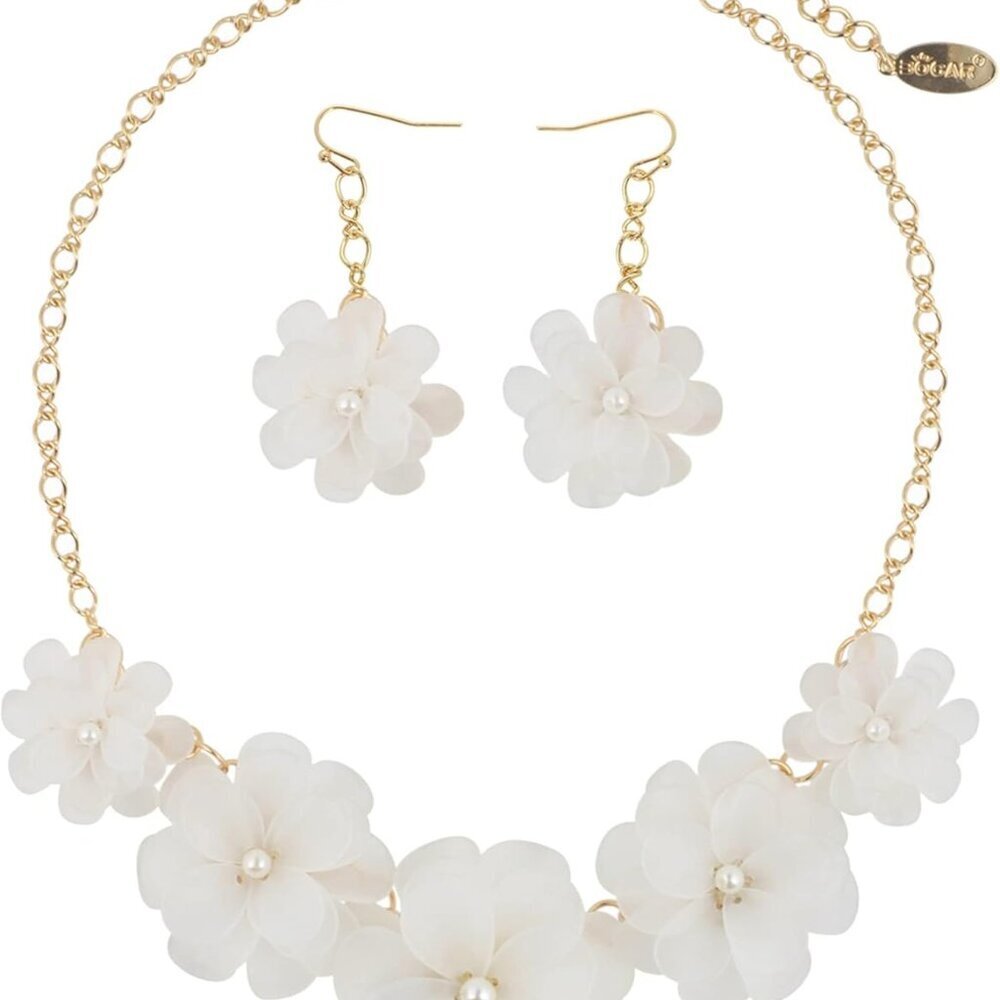 Flower Necklace Earrings Set Acrylic Alloy Casual Party Wedding Jewelry